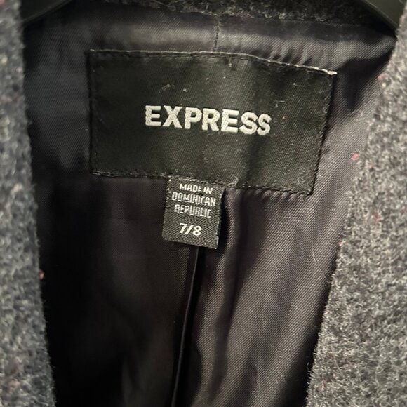 Express Women’s Wool Blend Lined Dark Gray Peacoat Jacket Size 7/8 - Picture 3 of 7